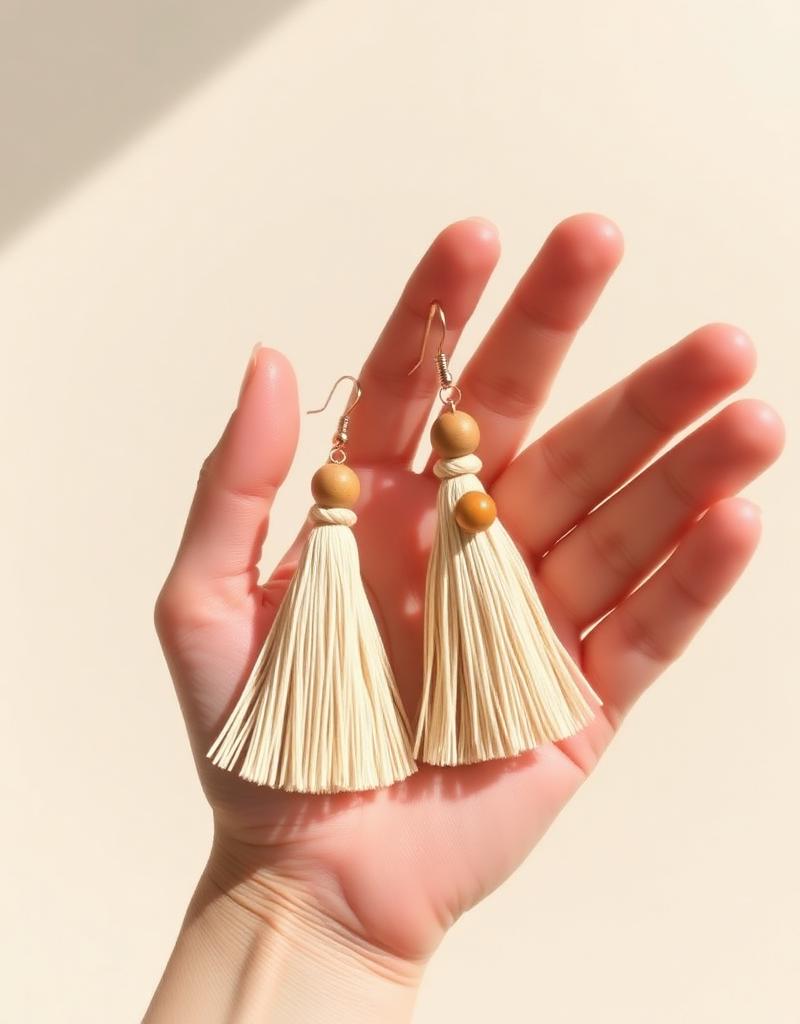 Raffia Tassel Oorbellen
