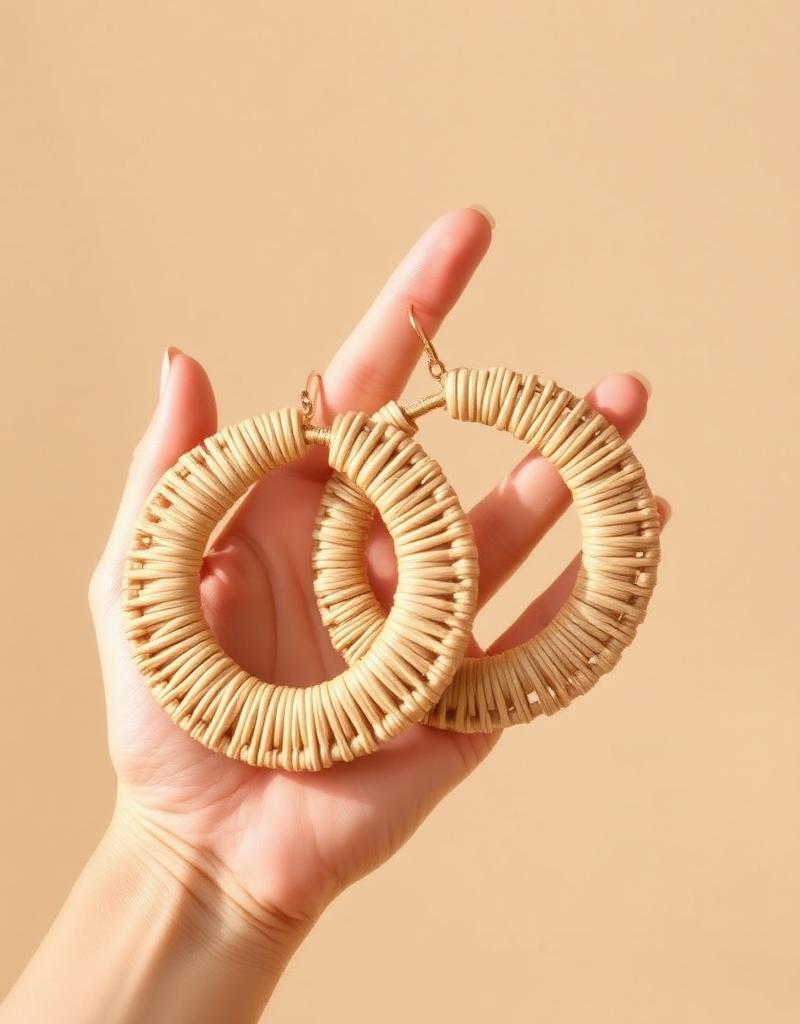 Rattan Hoop Oorbellen